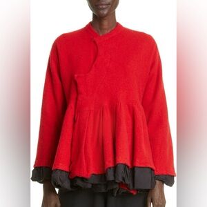 *COMME DES‎ GARÇONS Wool and Nylon Peplum Serge Jacket Coat-  Rare